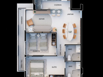 Planta humanizada do apartamento