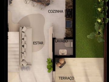 Planta Trreo Casa com Terrao Jardim